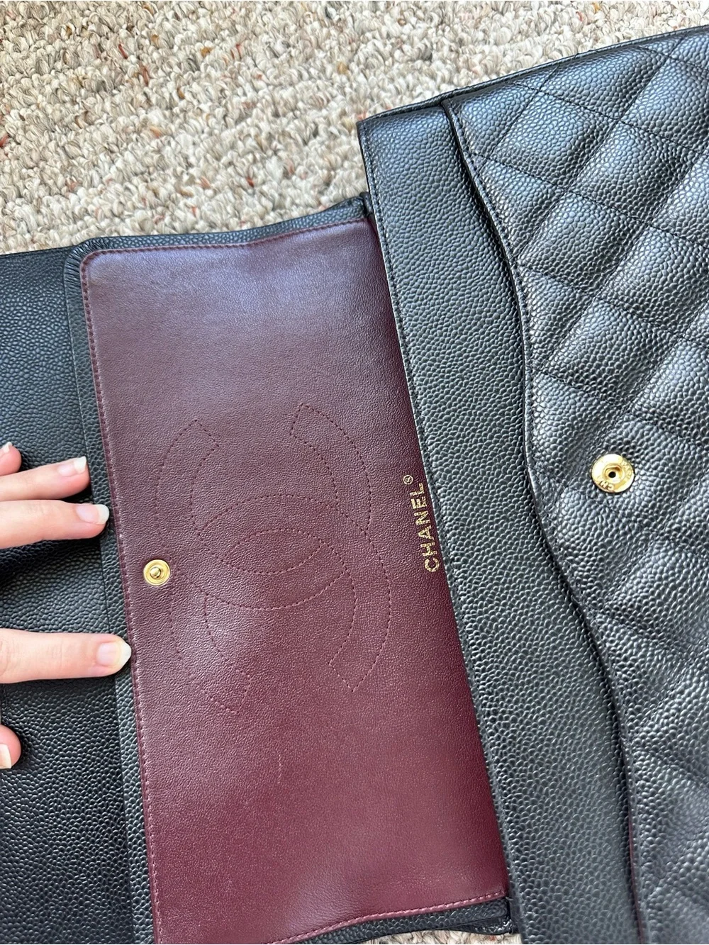 Chanel Jumbo Classic Flap - Black Caviar Leather - Gold Hardware - Full Set 2018